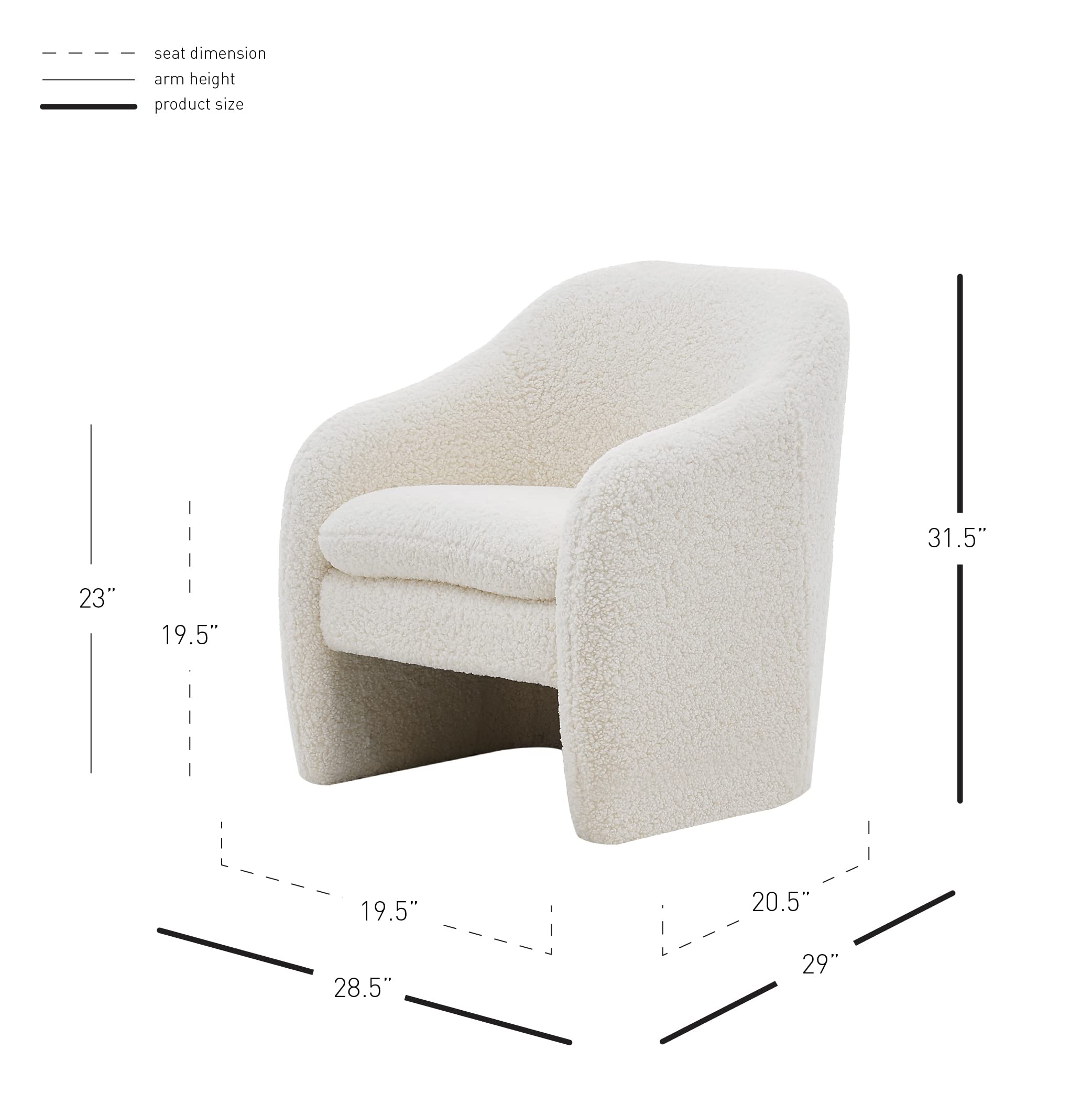 Npd Furniture And More Zella Faux Shearling Fabric Arm Accent Chair, Beige