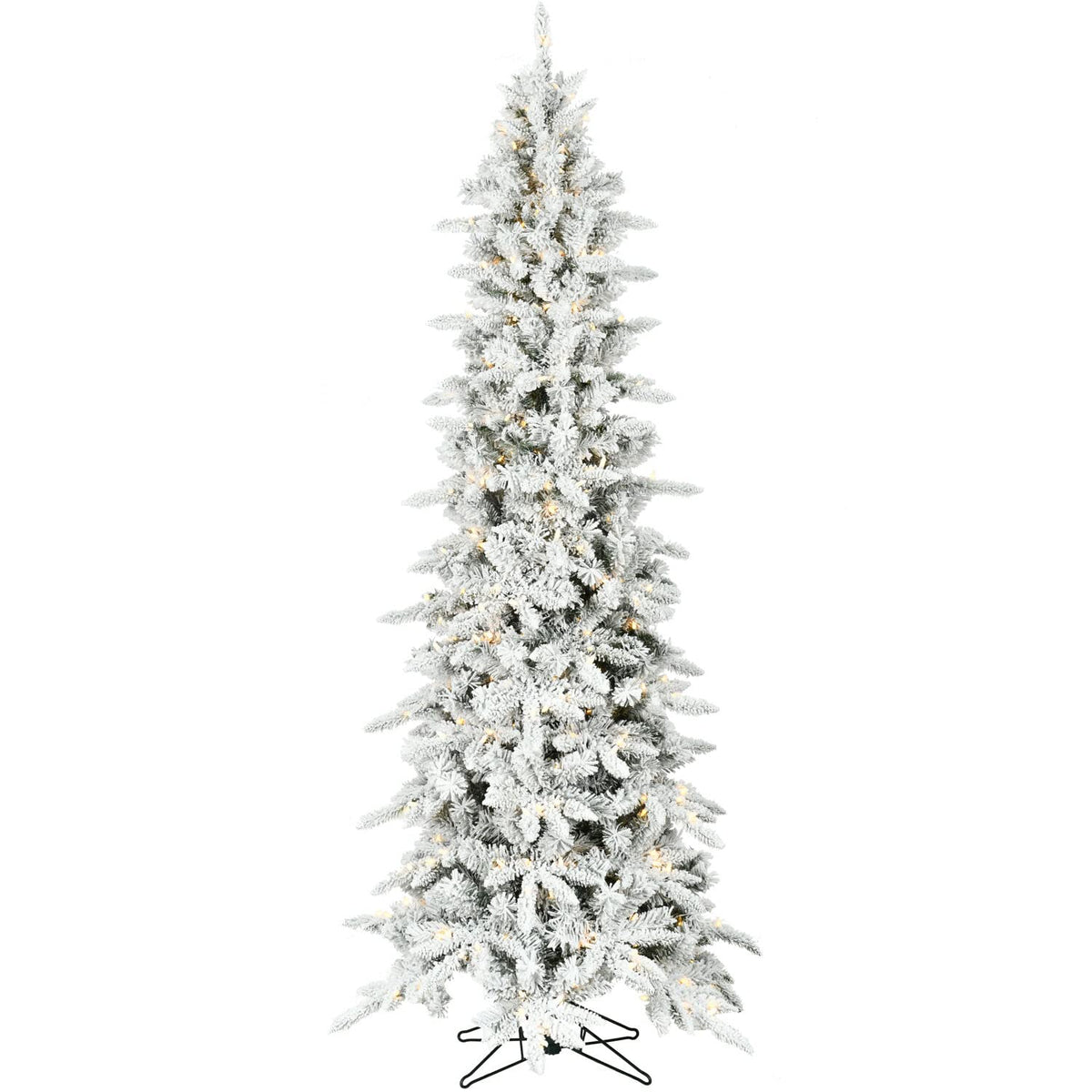 Christmas Time Snowy Christmas Tree, 6.5 Ft, Slim Flocked Tree With Easy To Connect Remote Control Clear Led Lights, Prelit Foldable Fake Tree With Realistic Foliage For Home Decoration