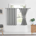 Hiasan Short Sliver Grey Blackout Curtains 36 Inch Long, Bathroom Small Window Curtains Rod Pocket & Back Tab Thermal Insulated