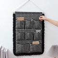 Amyhill Gingham Wall Hanging Organizer with Pocket Ruffled, Black