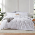 Hearth & Harbor California King Duvet Cover Sets White - 3 Piece Duvet Cover California King, Double Brushed Duvet Covers With B