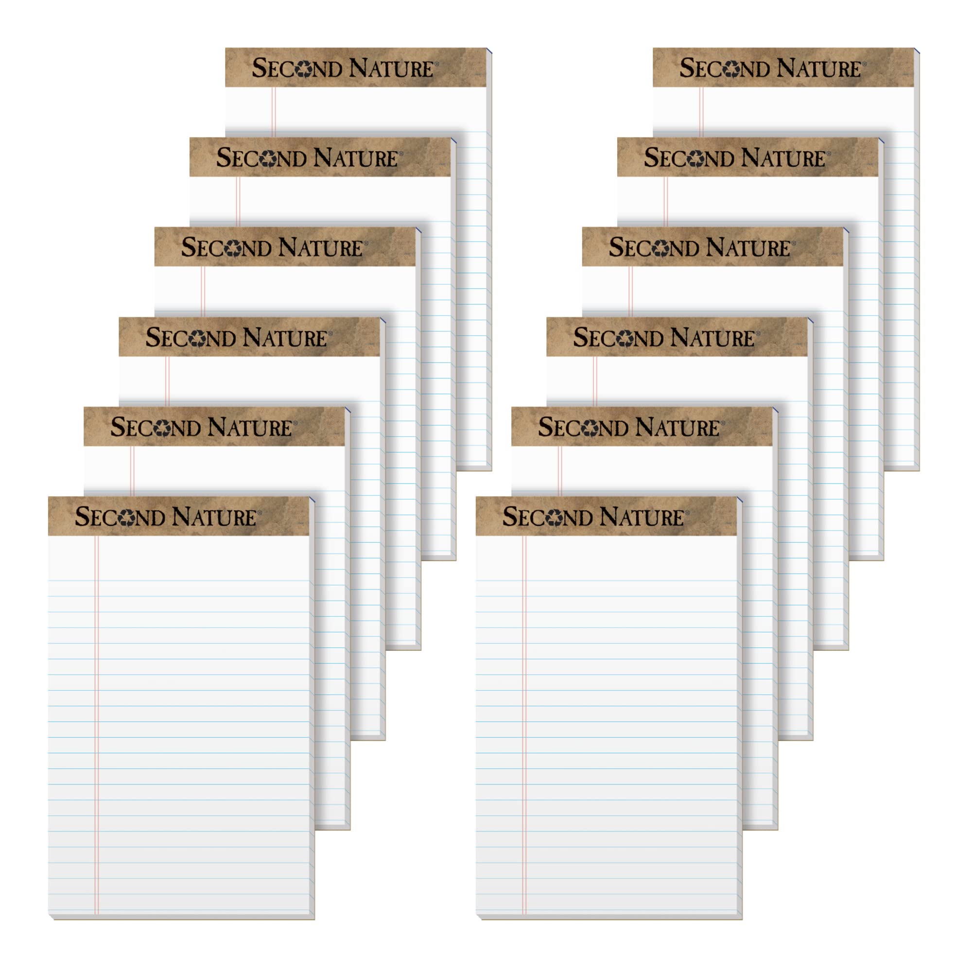 Tops 74830 Second Nature Recycled Pads, Lgl/Margin Rule, 5 X 8, White, 50 Sheets (Pack Of 12)