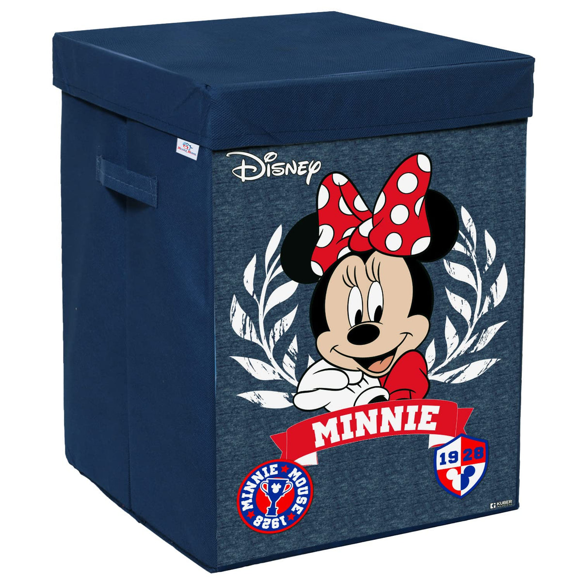 Heart Home Disney Minnie Print Foldable Laundry Basket|Clothes Storage Basket With Handle & Lid,60 Ltr.(Navy Blue)