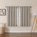 Lecloud Bessie Stone Short Curtains 45 Inch Length 2 Panels, Faux Linen Light Filtering Curtains with Dual Rod Pocket, Farmhouse