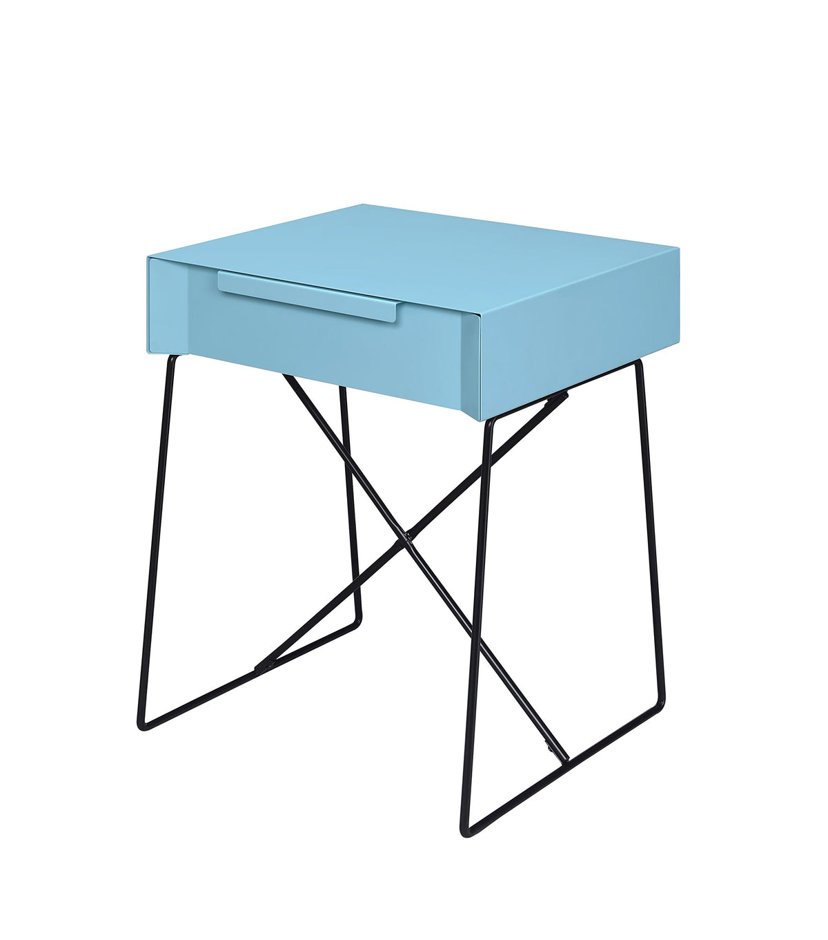 Acme Gualacao Metal 1-Drawer End Table in Teal