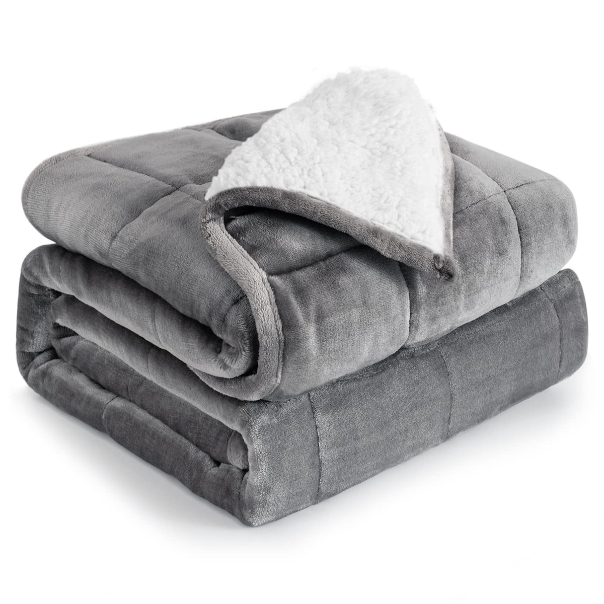Cottonblue Sherpa Weighted Blanket 15 Lbs, Fleece Flannel Heavy Blanket Twin Size, Soft Cozy Fuzzy Weighted Blankets 48 X 72 Inc