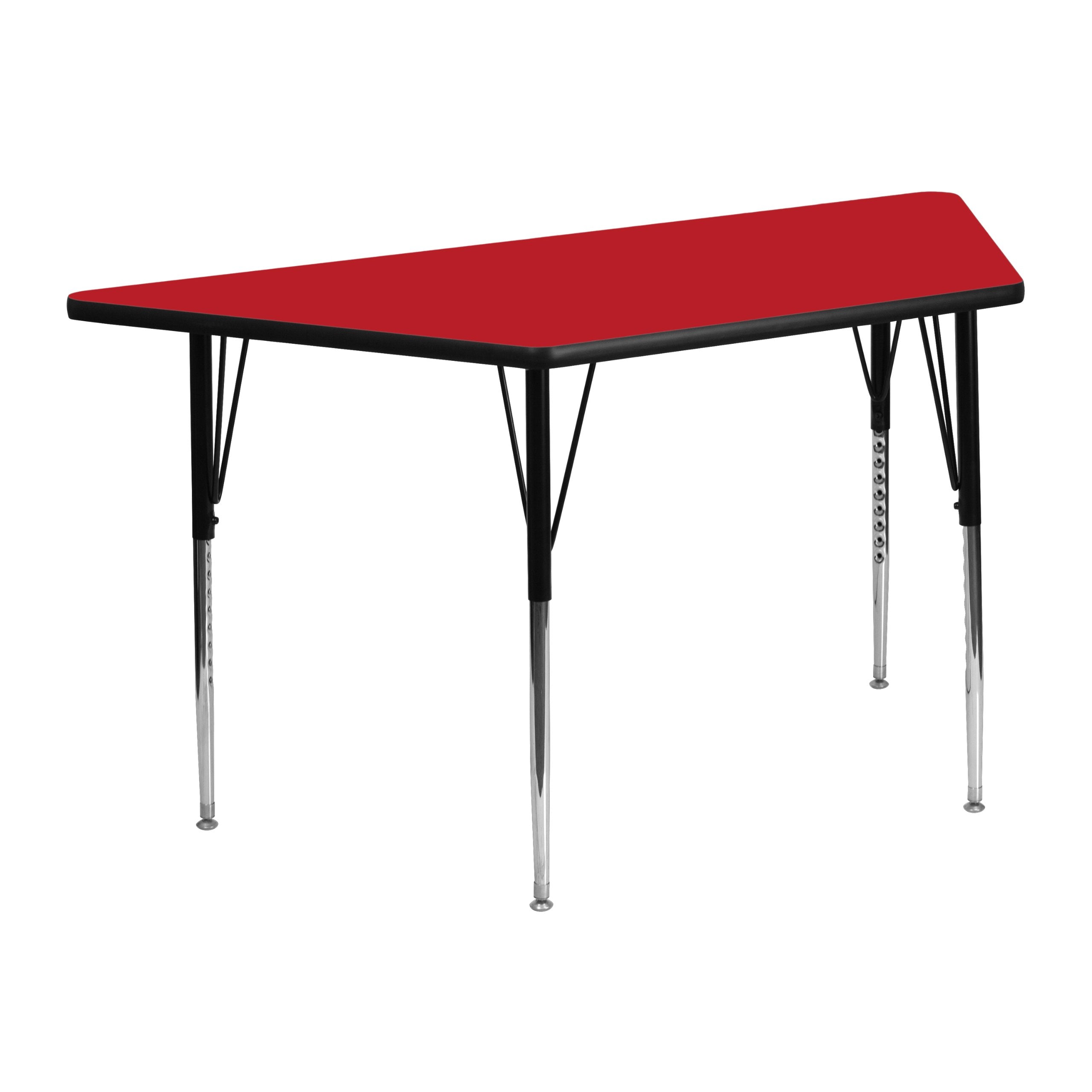 Flash Furniture Wren 22.5''W x 45''L Trapezoid Red HP Laminate Activity Table - Standard Height Adjustable Legs