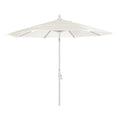 California Umbrella 11' Round Aluminum Market Umbrella, Crank Lift, Collar Tilt, White Pole, Pacifica Yellow