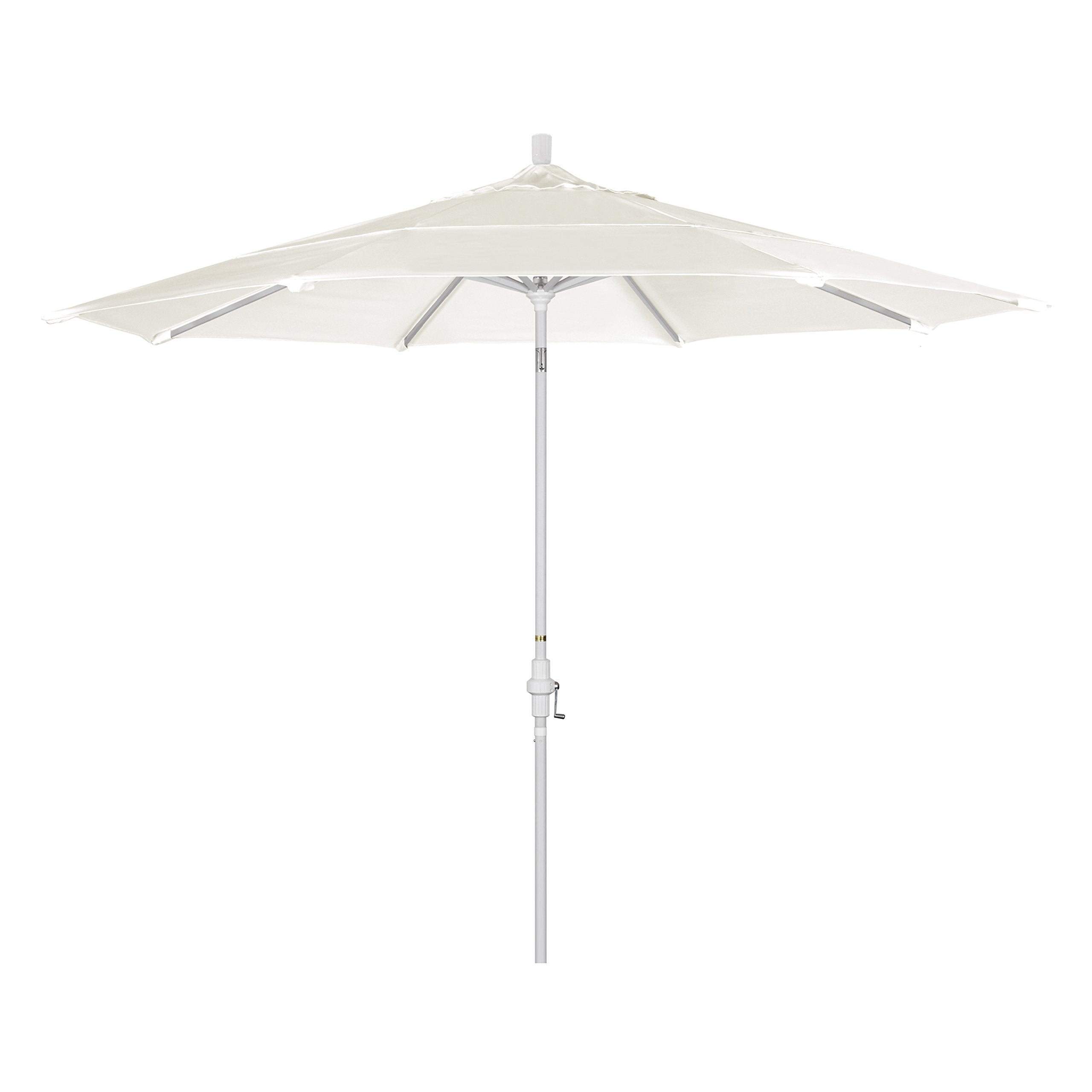 California Umbrella 11' Round Aluminum Market Umbrella, Crank Lift, Collar Tilt, White Pole, Pacifica Yellow
