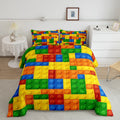 Feelyou Games Comforter Set Queen Building Blocks Bedding Set For Kids Boys Girls Colorful Geometric Toy Brick Comforter Gaming