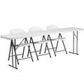 Flash Furniture Kathryn 8-Foot Plastic Folding Training Table Set with 3 White Plastic Folding Chairs