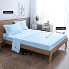 Easehome Light Blue King Size Bed Sheet Set - Deep Pocket To 18 Inches Mattress 4 Piece - Premium Bedding Sheets & Pillowcases C