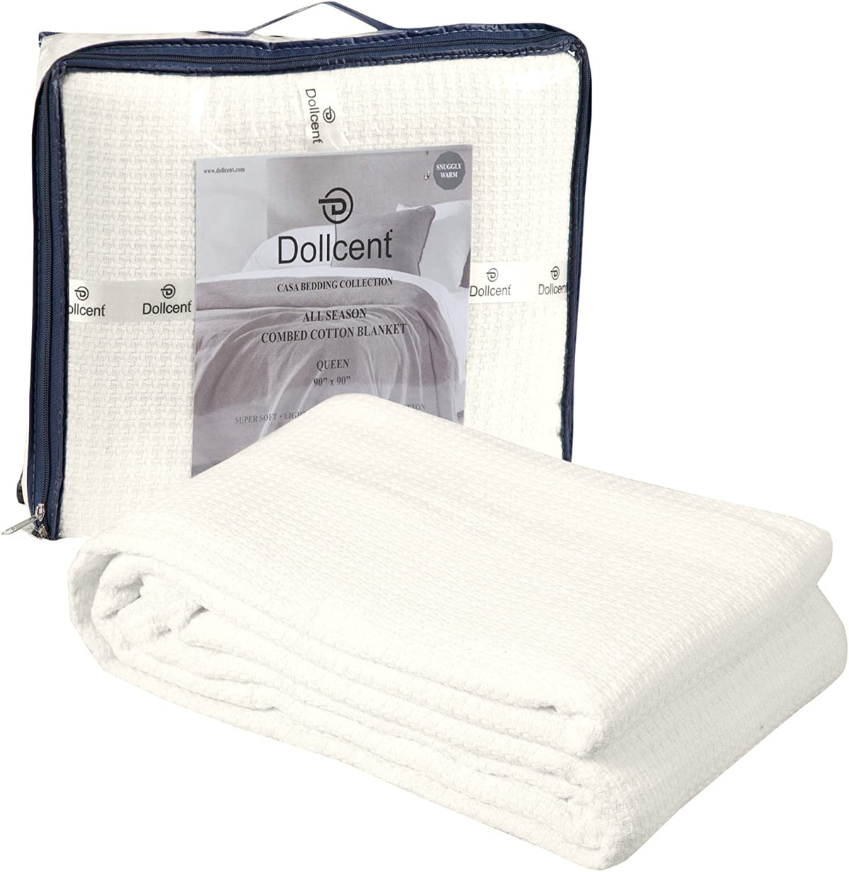 Dollcent 100% Soft Premium Combed Cotton Thermal Blanket- King Blankets - Soft Cozy Warm Cotton Blanket- Bed Throw Blanket- King