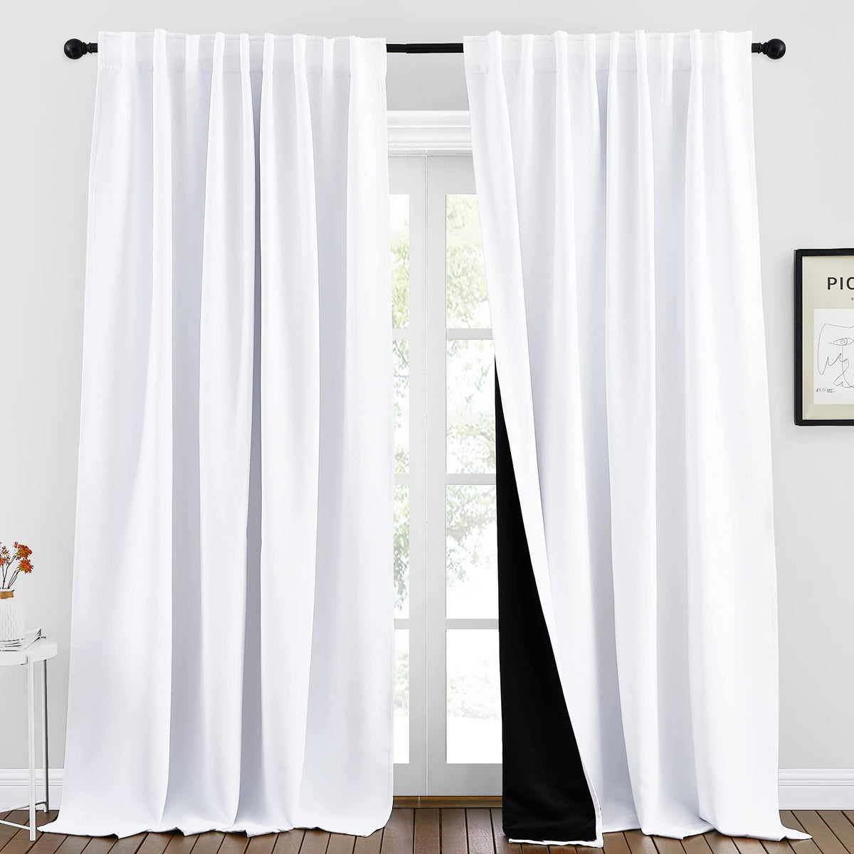 Nicetown 100% Blackout Window Curtains, Cold And Full Light Blocking Drapes With Black Liner For Nursery, 95 Inches Thermal Insu
