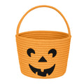 WILLITAT Halloween Pumpkin Basket for Kids, Trick or Treat Candy Bucket, Small Woven Boo Spooky Ghost Basket, Cute Cotton Rope B