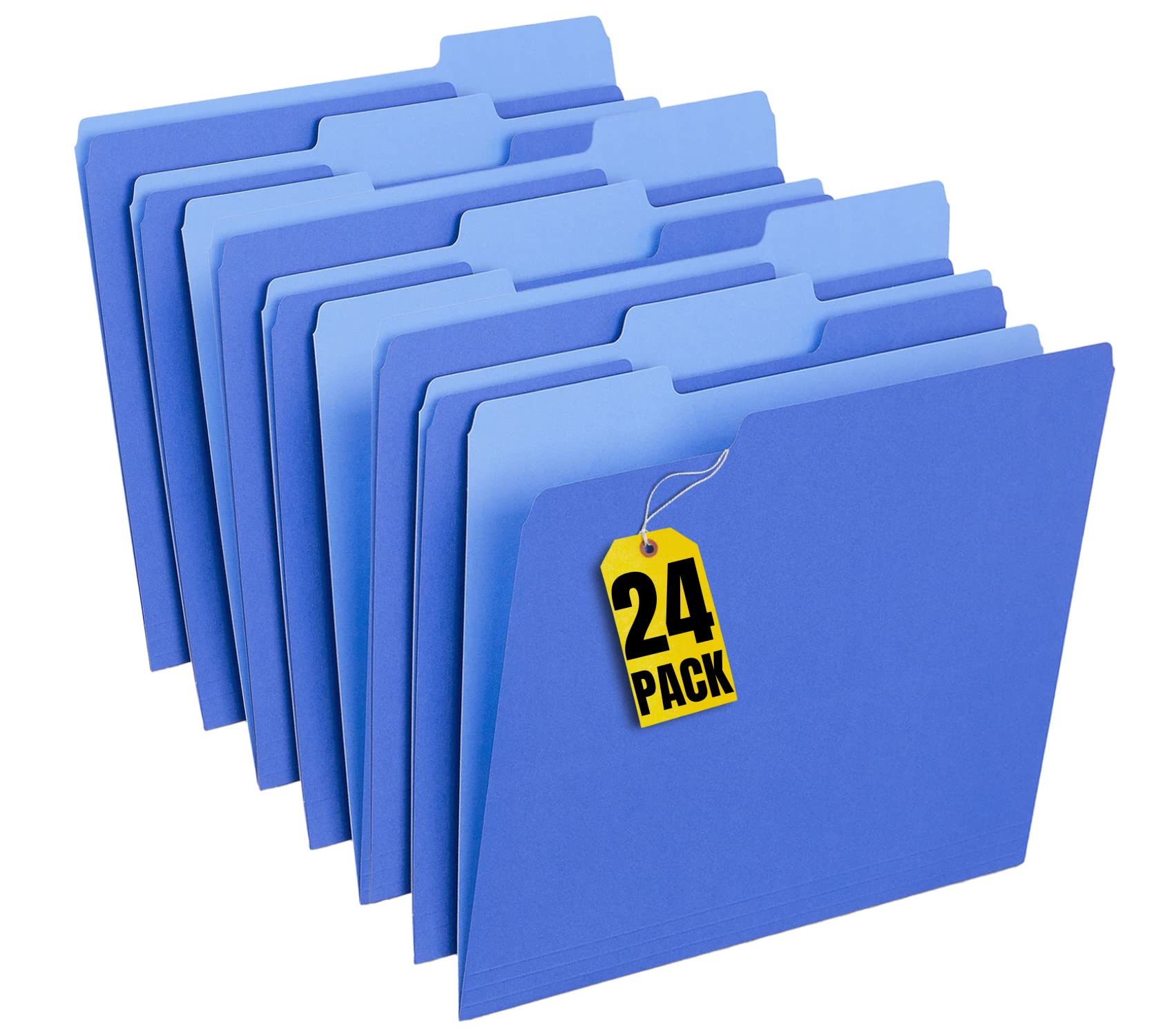 1Intheoffice Blue File Folders Top-Tab File Folders, 3 Tab, Blue Folders, Letter Size, 24/Pack