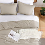 Andency Oatmeal King Size Comforter Set, Wheat Boho Lightweight Solid Bedding Set 3 Pieces, Fluffy Soft All Season Bed Set(104X90In Comforter & 2 Pillowcases)