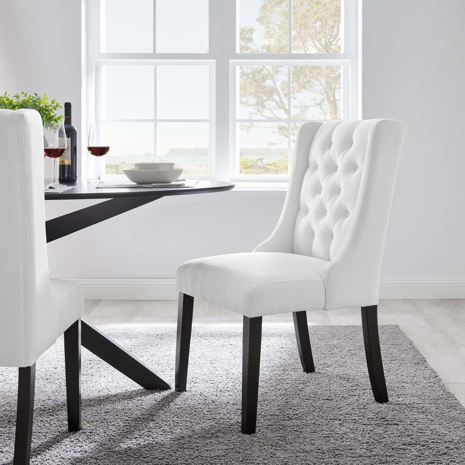 Modway Baronet Button-Tufted Fabric Parsons Dining Chair In White