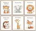 Myzoran 6pcs Safari Animal Nursery Wall Art Affirmation Posters for Children s Room, Jungle Animal Wall Decor, Baby Animal Pict