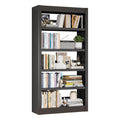 OSKEBABO Black Book Shelf, Heavy Duty Book Stand with Adjustable Shelves, Floor Standing Open Storage Shelves for Home Office, L