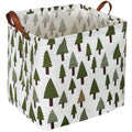 Sanjiaofen Square Woodland Storage Bin, Nursery Basket,Collapsible Green Storage Box With Handles For Nursery Storage. (Square Tree)
