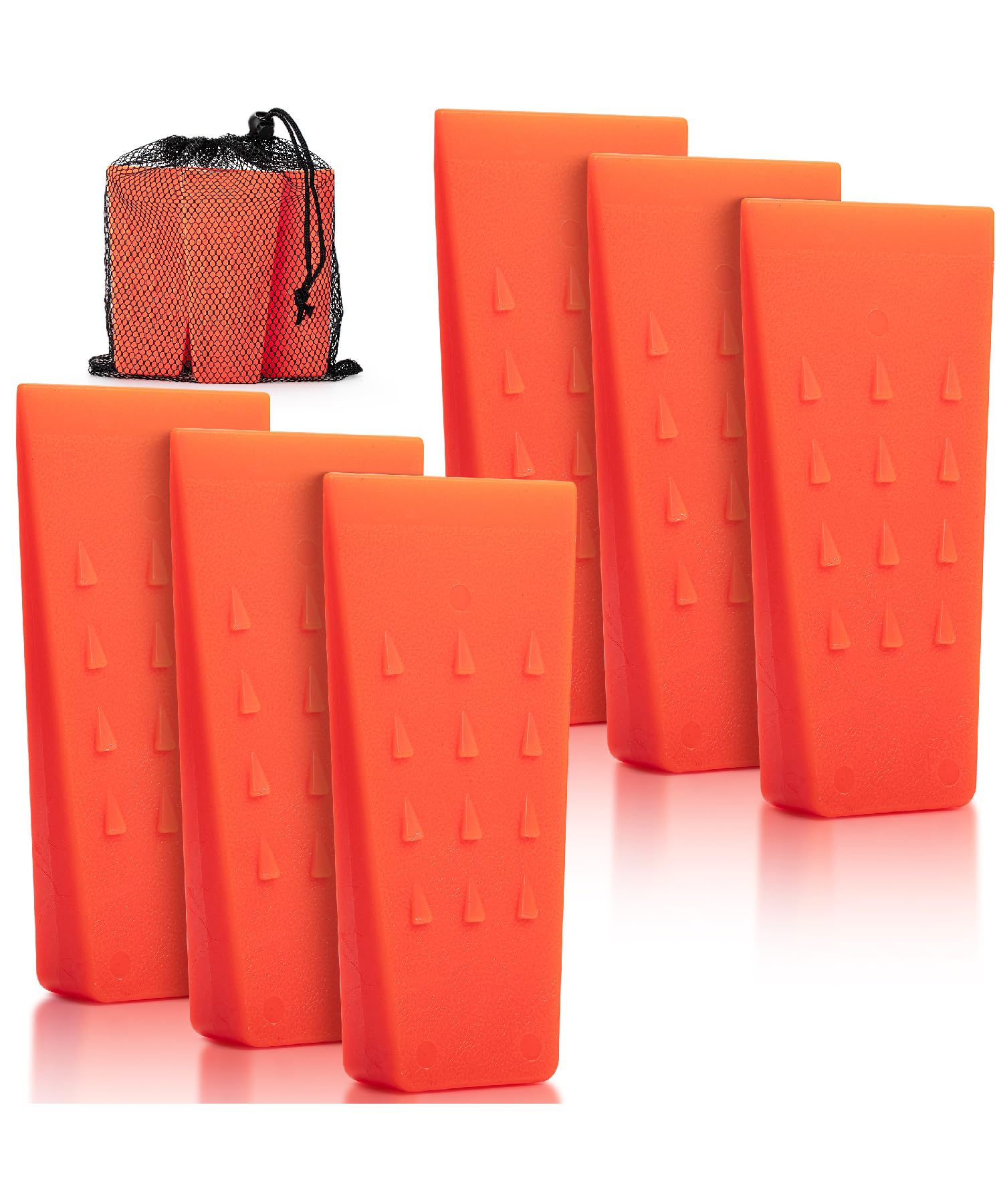 Unco- Tree Felling Wedges With Spikes, 5.5', 6 Pcs, Orange Wedges With Storage Bag, Splitting Wedge, Plastic Wedges For Tree Cu