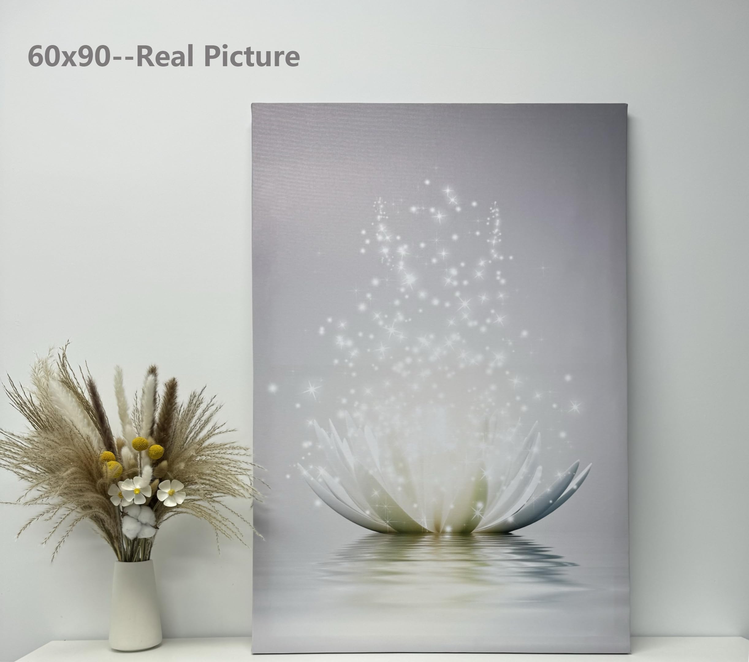 Lotus Floral Canvas Prints Art For Zen Office Decor Wall Art Meditation Pictures Modern Artwork Painting Framed Ready To Hang(16
