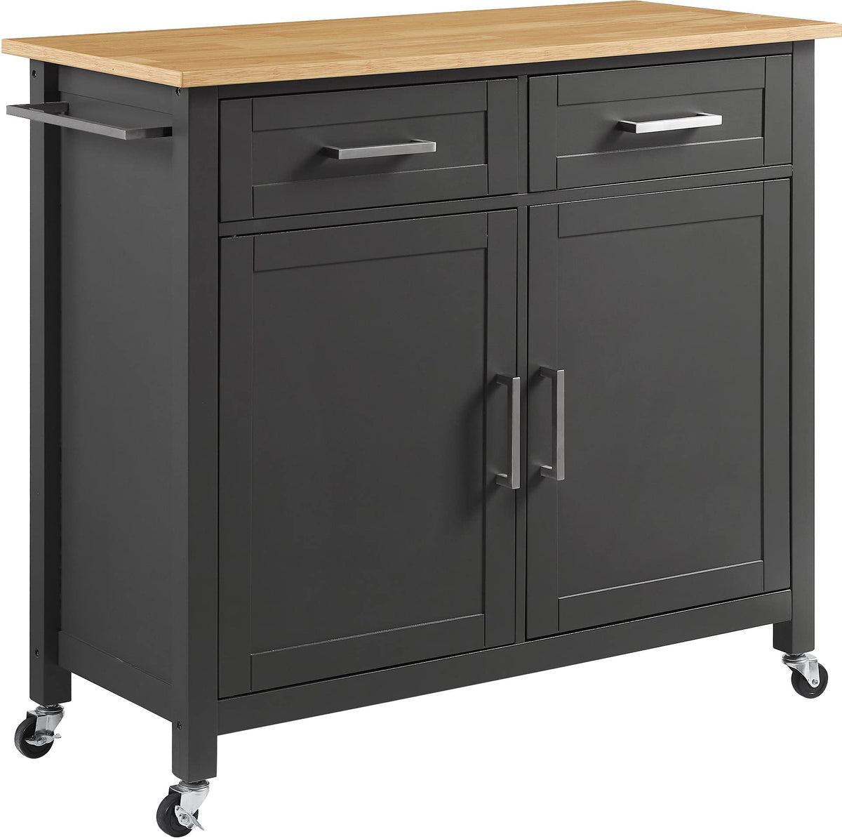 Crosley Furniture Tristan Kitchen Cart With Natural Wood Top, Gray