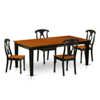East West Furniture QUKE5-BCH-W 5 Piece Kitchen Table Set for 4 Includes a Rectangle Dining Room Table with Butterfly Leaf and 4 Dining Chairs, 40x78 Inch, Black & Cherry