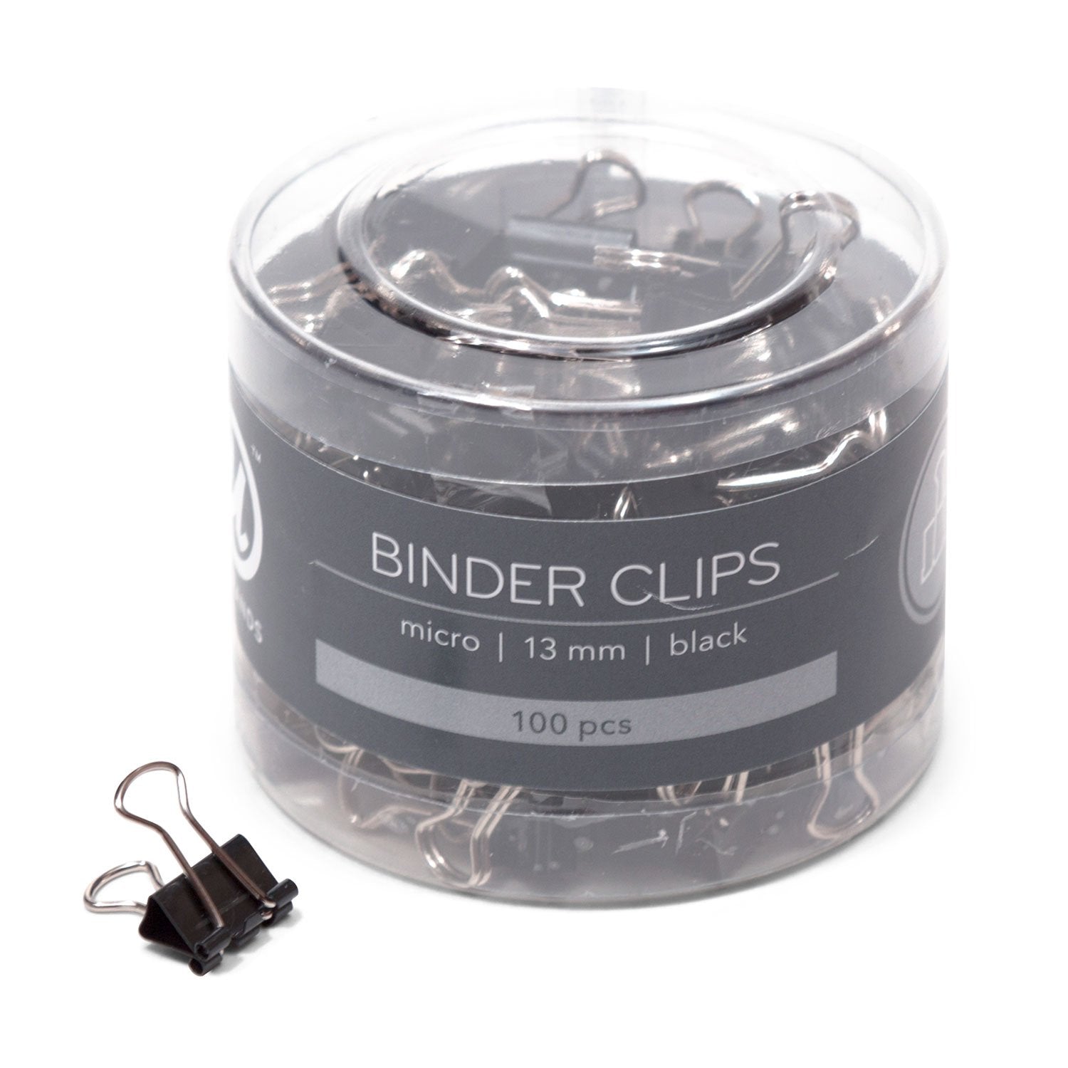 U Brands Binder Clips, Micro 1/2-Inch Width, 1/5-Inch Paper Holding Capacity, Black And Silver Steel, 100-Count - 650U08-24