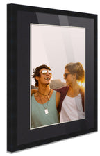 27X40 Black Wood With Black Mat | Solid Wood Frame | 30X43 Frame Matted To 27X40 | Uv Acrylic Shatter Guard Front, With Foam Boa