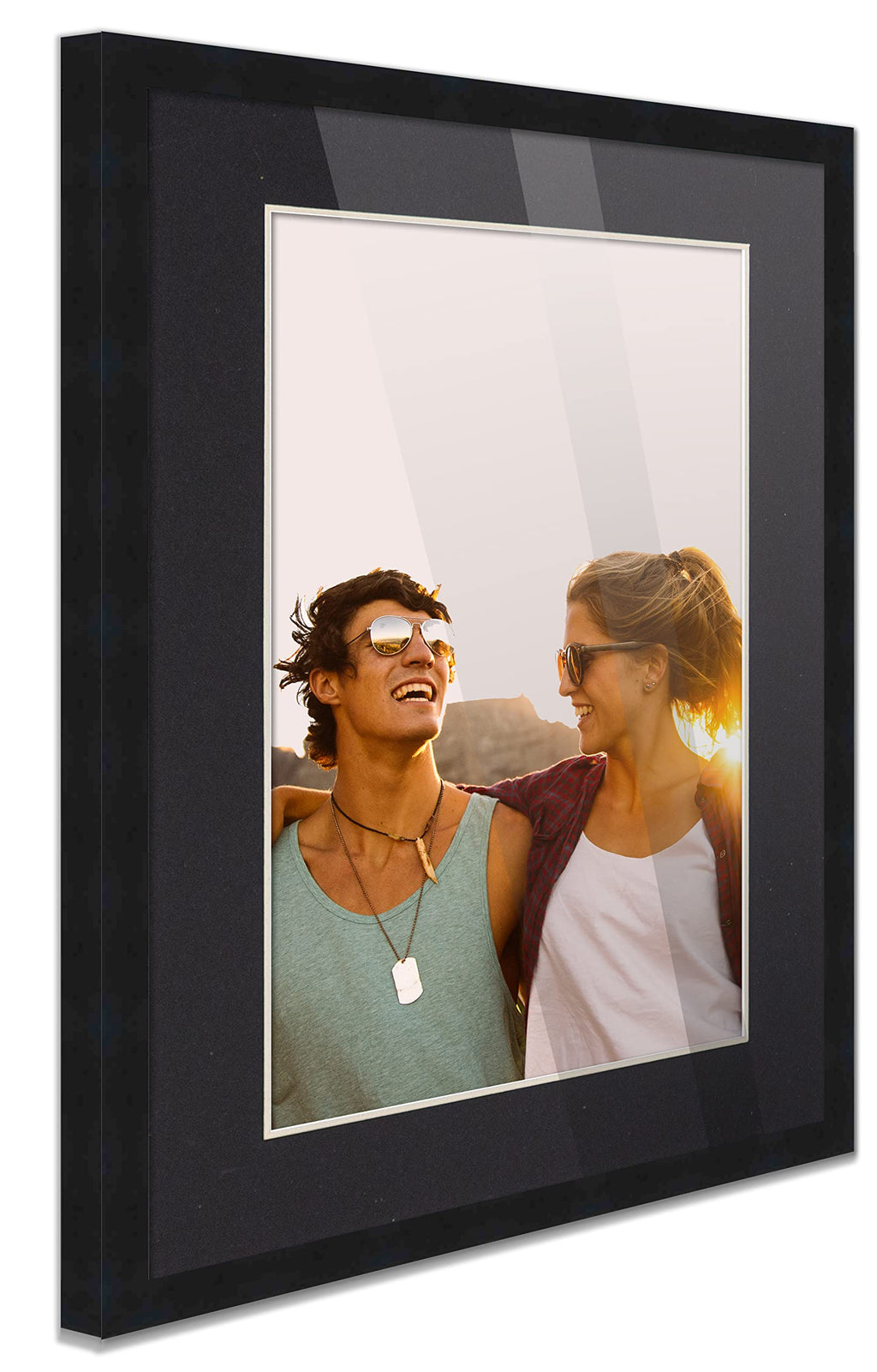 Countryarthouse 13X17 Frame Black Wood With Black Mat | 15X19 Frame Matted To 13X17 | Display Your Picture Under Uv Acrylic Shat