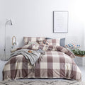 Susybao Buffalo Checkered Duvet Cover Queen 100% Washed Cotton Brown Khaki Plaid Duvet Cover 3 Pcs Set 1 Neutral Gingham Duvet C