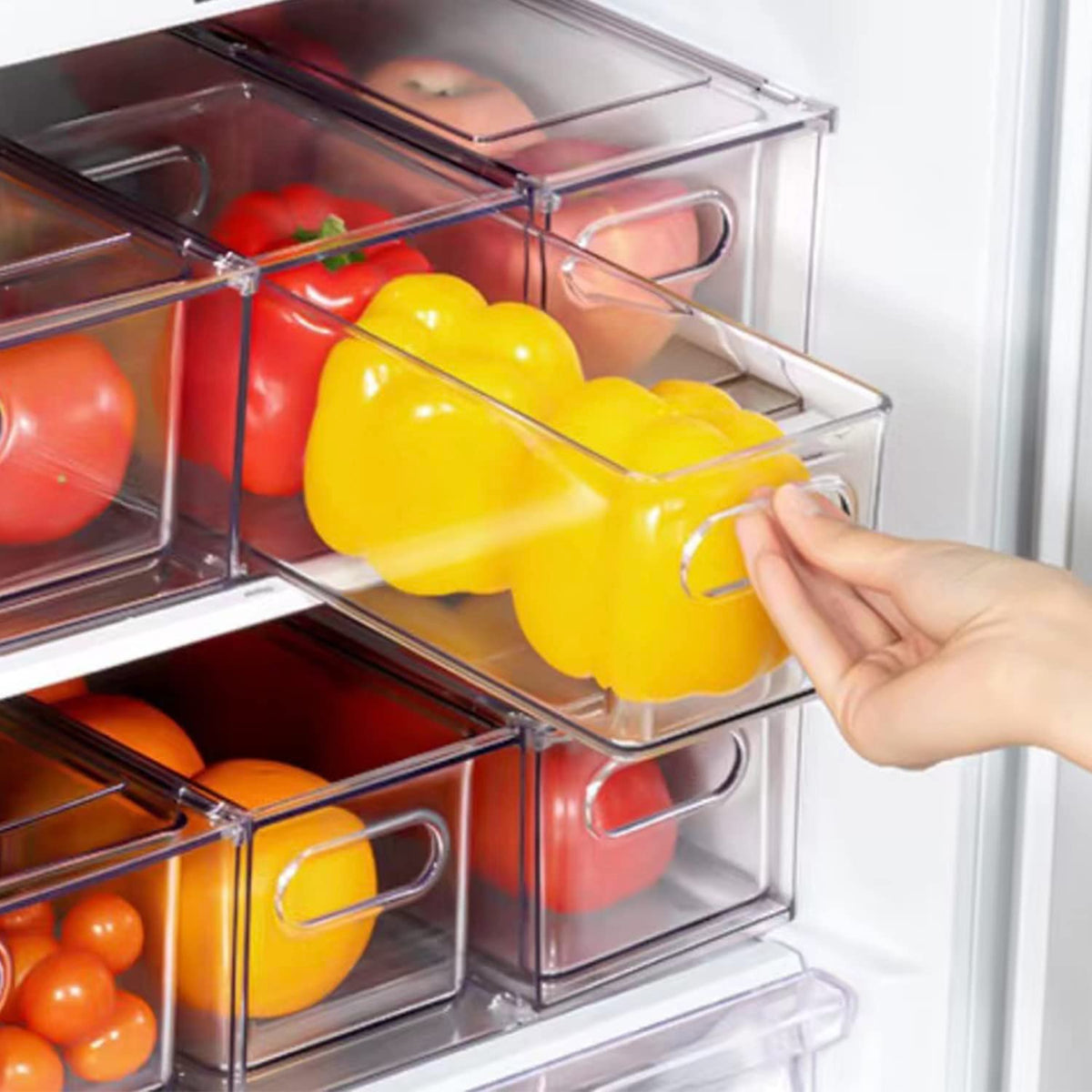 Lalastar 2 Pack Fridge Organizer With Pull-Out Drawer, Stackable Freezer Organizer Bin, Pantry Organization And Storage, Bpa Fre