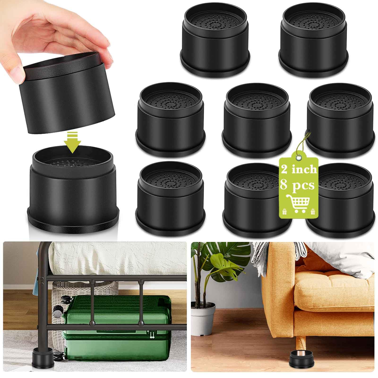Yookwutar 8 Pack Furniture Risers 2 Or 4 Inch, Adjustable Bed Risers Heavy Duty For Table Desk Couch Chair Sofa Cabinet Bed Fram