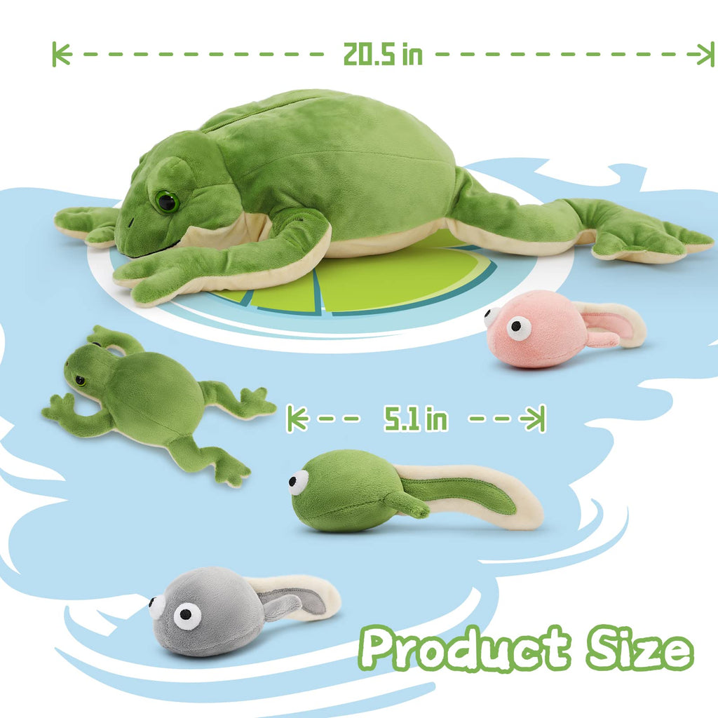 Tezituor Giant Realistic Frog Stuffed Animal Plush Toy, 20.5    Large Mommy Frog With 4 Babies Pillow Gifts For Boys Girls