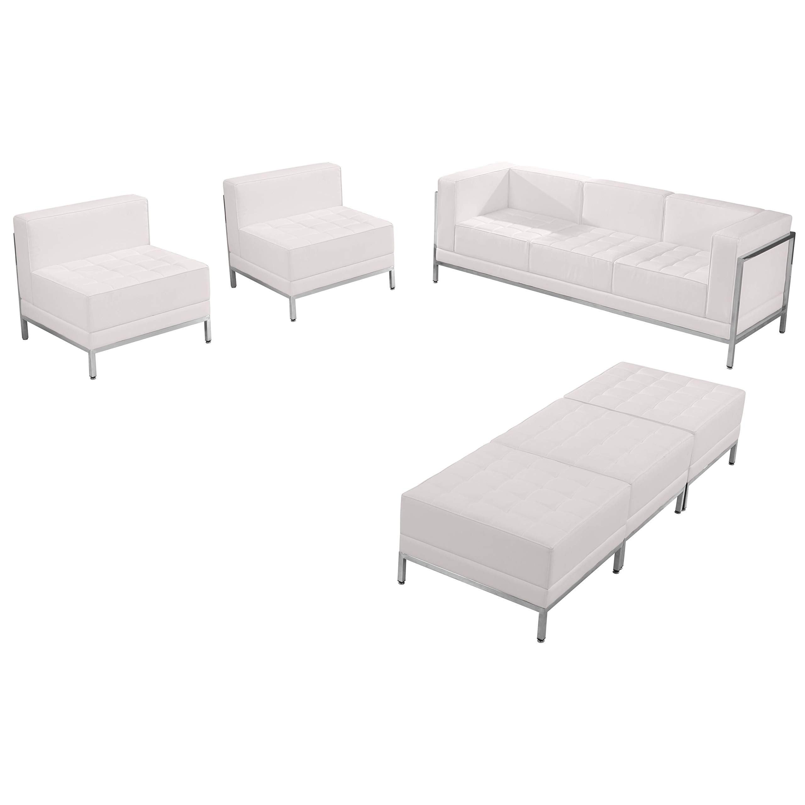 Flash Furniture Hercules Imagination Series White Leathersoft Sofa, Chair & Ottoman Set