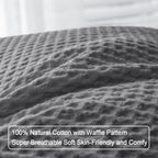 Phf 100% Cotton Waffle Weave Throw Pillow Cover, 24' X 24', No Insert, 2 Pack Square Pillowcases Shell, Elegant Home Decorative Throw Pillow Covers For Bed Couch Sofa, Charcoal Grey