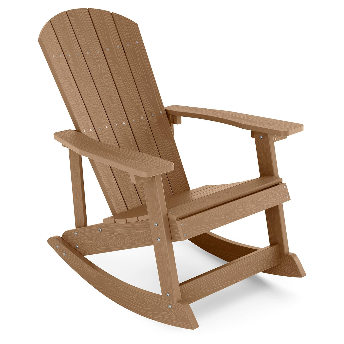 Yefu Outdoor Rocking Chair,Adirondack Rocking Chair,Patio Rocker Chair With Wide Back,Oversized Rocker Chair Look Like Real Wood, For Lawn, Porch, Backyard, Indoor And Garden(Teak)