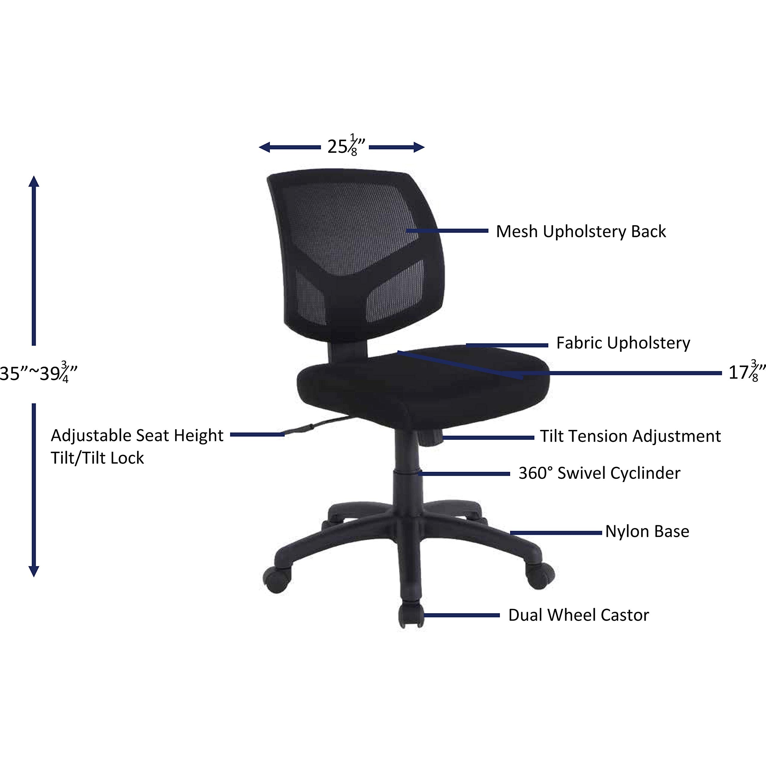 Lorell Mesh Back Task Chair, Black