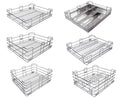Steel Gold Stainless Steel Modular Kitchen (21 X 20) Inch Multipurpose Cabinet Rectangular Basket Set Of 6, Countertop