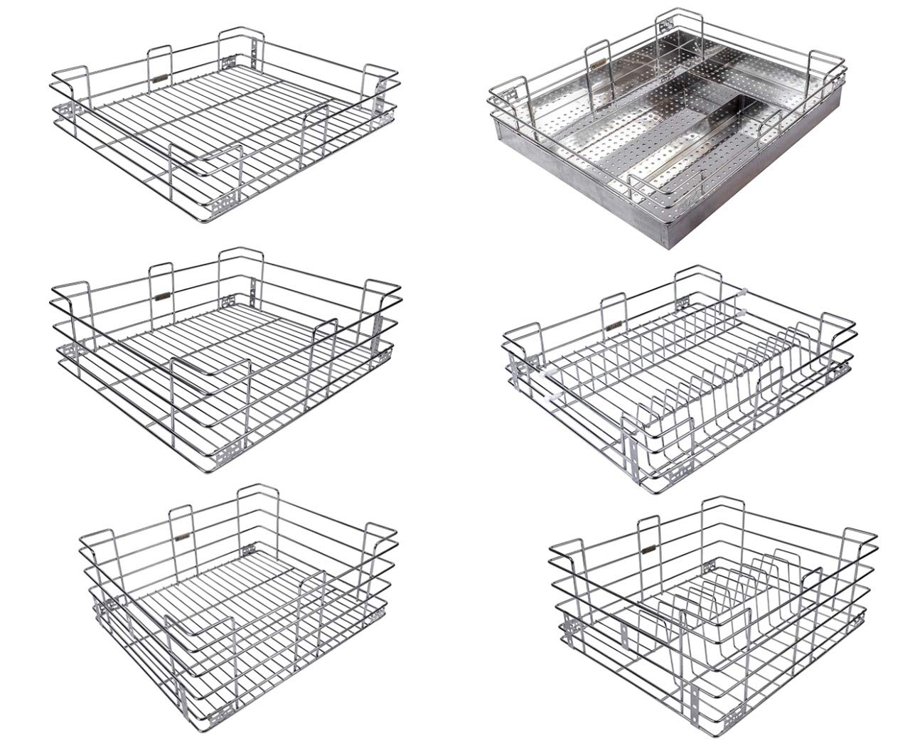 Steel Gold Stainless Steel Modular Kitchen (21 X 20) Inch Multipurpose Cabinet Rectangular Basket Set Of 6, Countertop