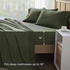 Andency Queen Sheet Set 4 Pieces, Dark Olive Green Super Soft Sheets For Queen Size Bed, Microfiber Queen Sheet, Deep Pocket Up To 16', Hotel Luxury Breathable & Cooling Bed Sheet Set