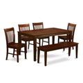 East West Furniture CANO6C-MAH-W 6 Piece Dining Table Set Contains a Rectangle Kitchen Table and 4 Dining Chairs with a Bench, 36x60 Inch, Mahogany
