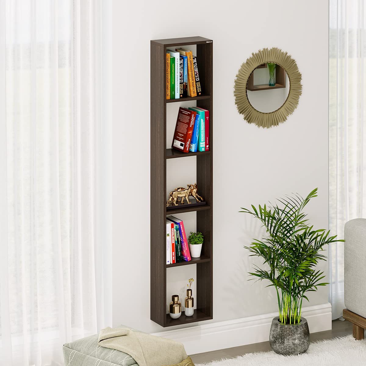 BLUEWUD Walten Engineering Wood Multipurpose Wall Mounted Bookshelf with Home Decor Display/Book Storage Rack Organizer Cabinet 