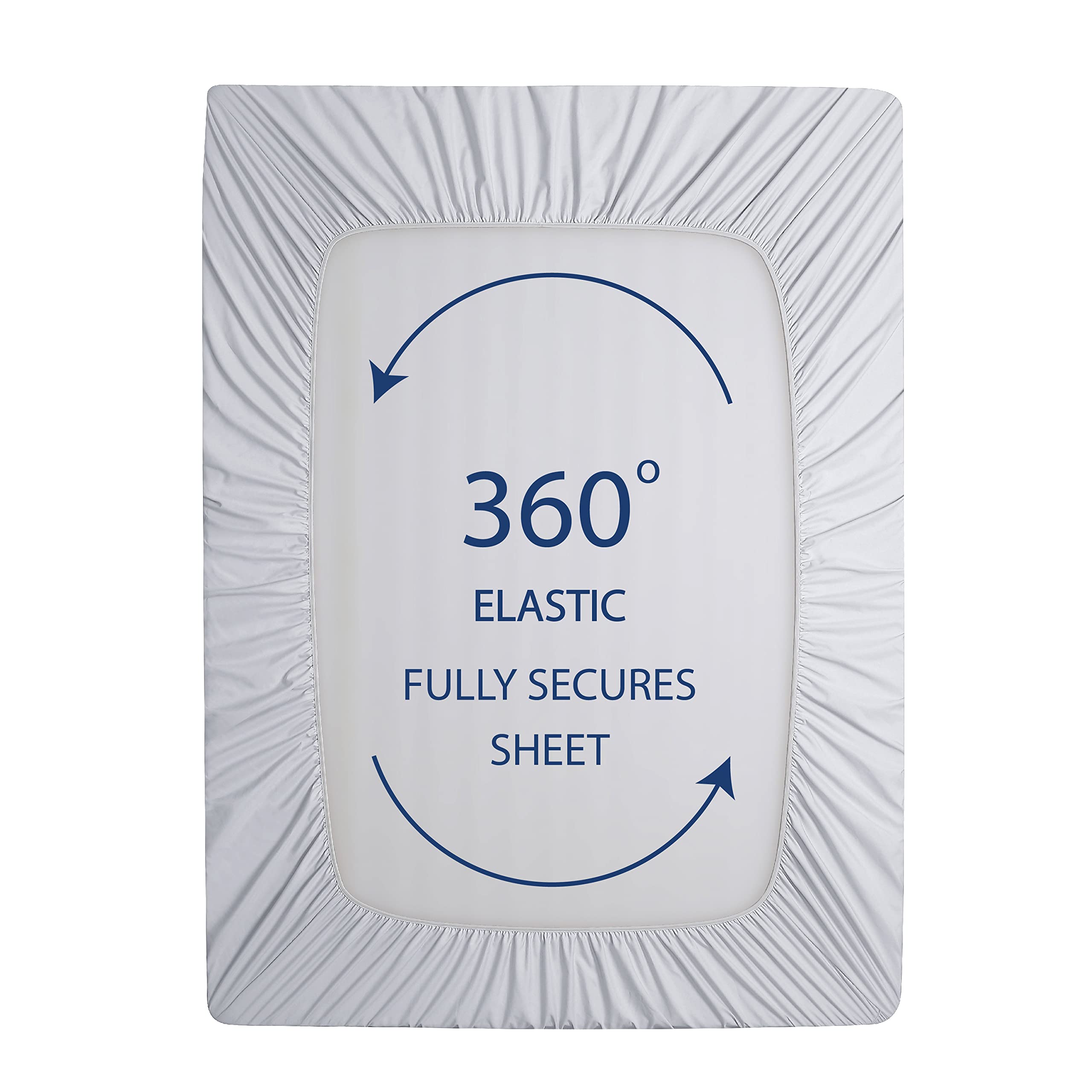 Cathay Home Twin Fitted Sheet - Double Brushed Ultra Soft – Wrinkle & Fade Resistant - 16' Deep Pocket Fitted Sheet Only - Good Fit For 14'-18' Deep Mattress (Twin, White)