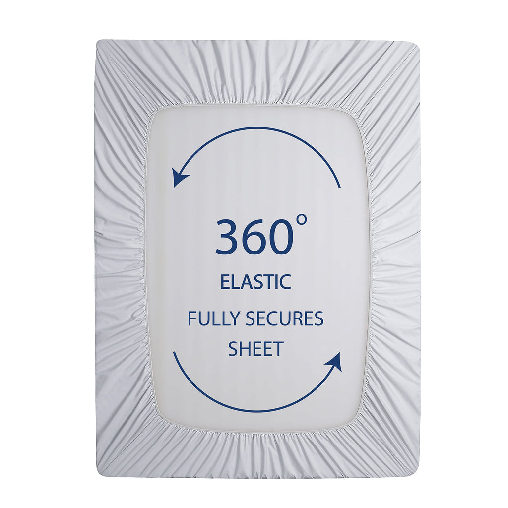 Cathay Home Queen Fitted Sheet - Double Brushed Ultra Soft – Wrinkle & Fade Resistant - 14' Standard Pocket Fitted Sheet Only - Good Fit For 12'-16' Deep Mattress (Queen, White)