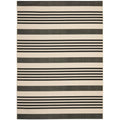 SAFAVIEH Courtyard Collection Area Rug - 8 x 10, Black & Bone, Stripe Design, Non-Shedding & Easy Care, Indoor/Outdoor & Washa