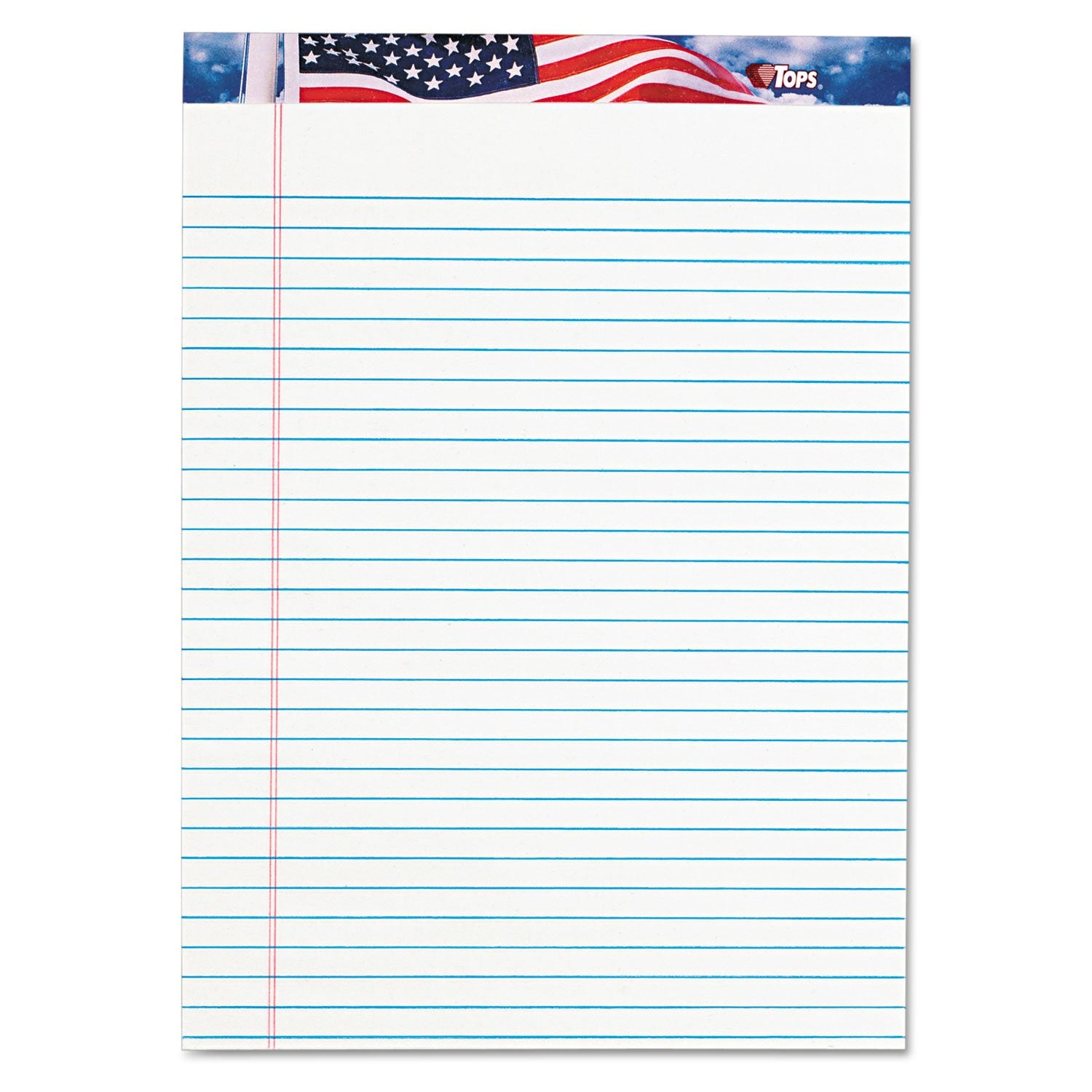 Tops American Pride 100% Recycled Writing Tablet, 8-1/2 X 11-3/4 Inches, Perforated, White, Legal/Wide Rule, 50 Sheets Per Pad,