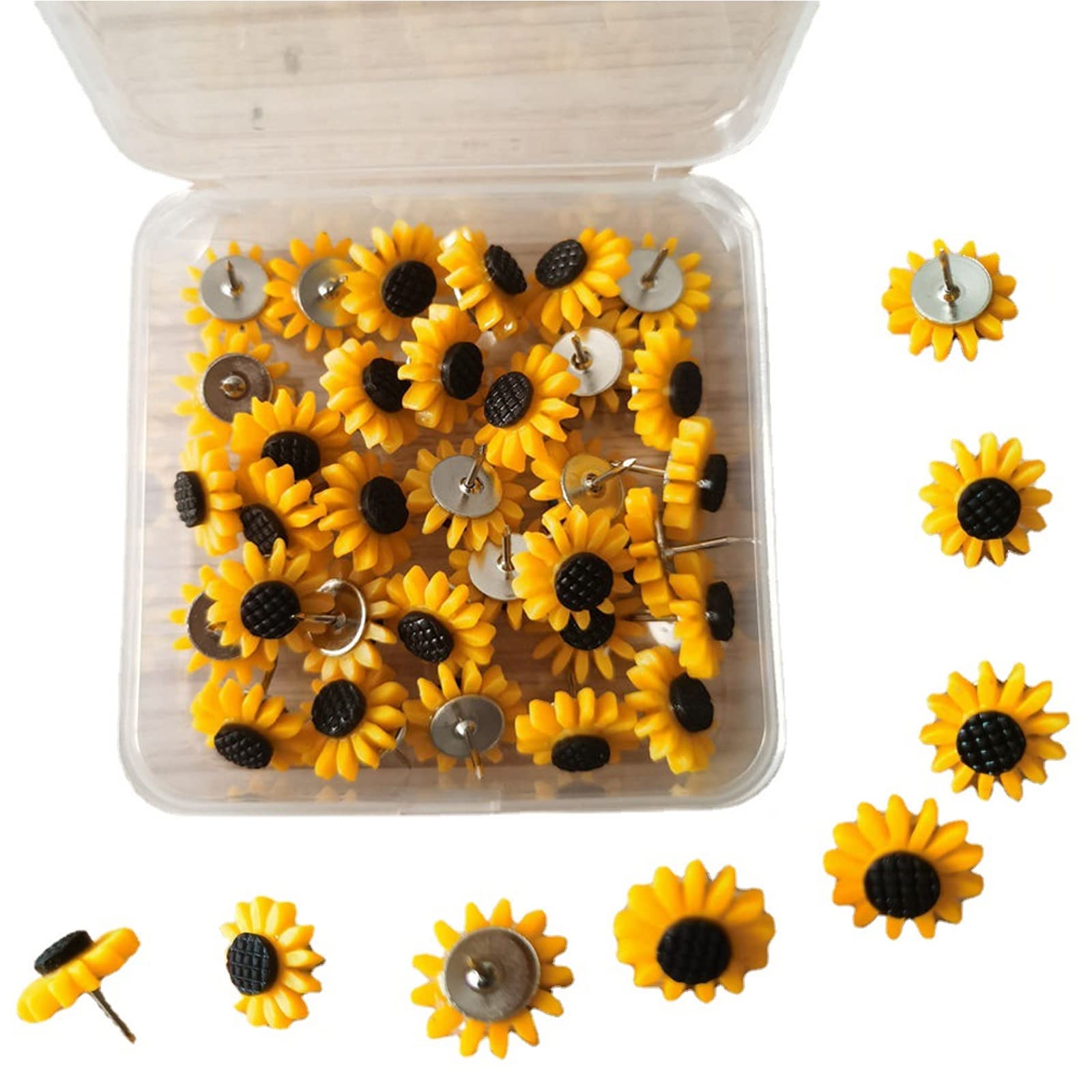 Sunflower Pins Push Sunflower Tacks Flower Push Pins For Cork Board 40Pcs Sunflower Push Pins Press Nail Flat Head Pin Decoratio